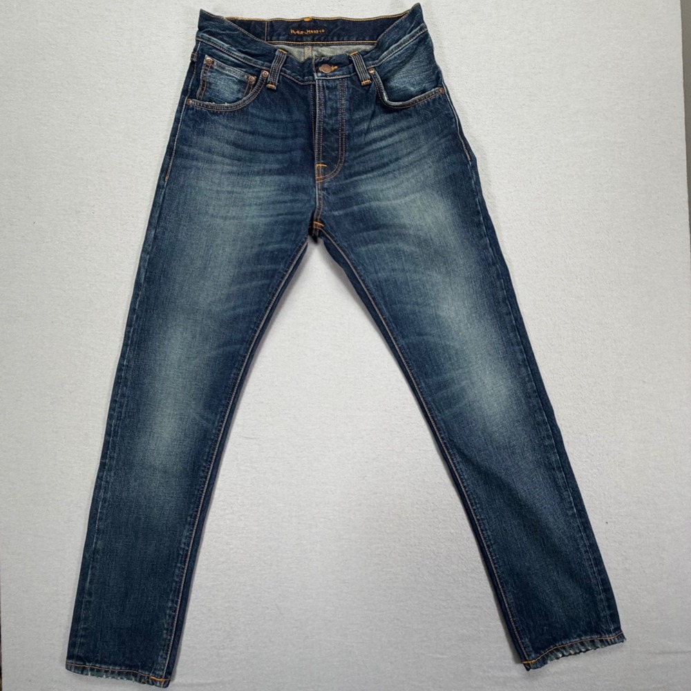 Nudie Jeans‎ Co Mens Slim Straight Indigo Blue Denim Jeans 28x30 Button Fly